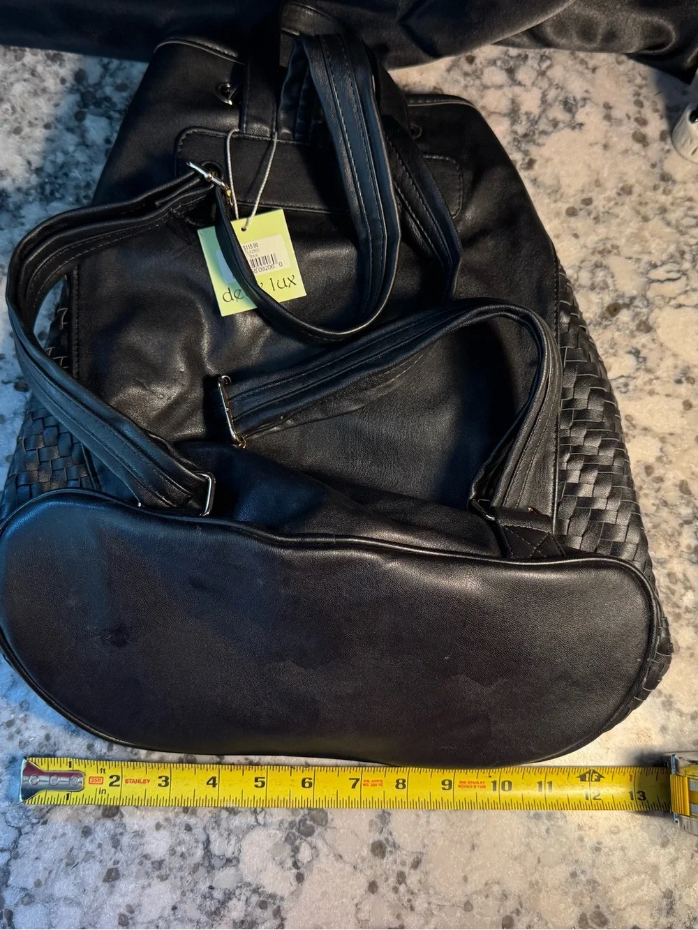 Deux lux Black Woven Drawstring Backpack